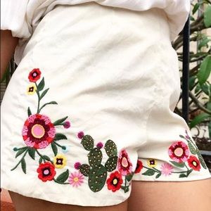 gianni bini high waisted embroidered shorts
